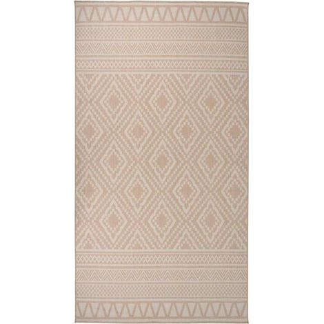 Tapis à tissage plat d'extérieur 80x150 cm Rayures brunes (1/5)