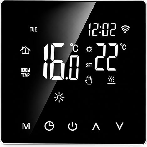 Thermostat WiFi ME81H pour chauffage à eau et chaudière, universel 3 A, contrôle par application, texte blanc et boutons blancs (1/5)