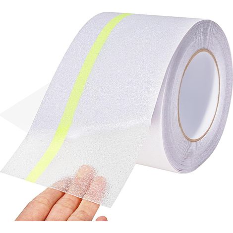 Bande antidérapante transparente 10cm x 10m – Ruban adhésif phosphorescent pour escaliers – Forte traction pour surfaces lisses - 10cm10m