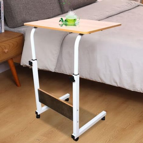 40×60cm Laptoptisch mit Rollen Schreibtisch Höhenverstellbar 70-90 cm Betttisch Pflegetisch Krankentisch Mobiler Steh-Sitz Schreibtisch