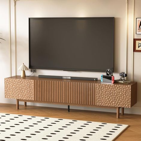 TV-Schrank für 75" Bildschirm,Nussbaum-Farbe, mit Stauraum,für Wohnzimmer,220 cm (1/5)