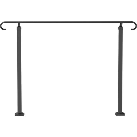 Rambarde en fer forgé, adaptée aux escaliers extérieurs à 2 ou 3 marches, rampe réglable pour porche, style transitionnel noir, pour marches en béton ou en bois, kit d'installation inclus. (1/5)