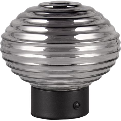 Lampada tavolo vetro fumé nero USB LED touch RL Earl