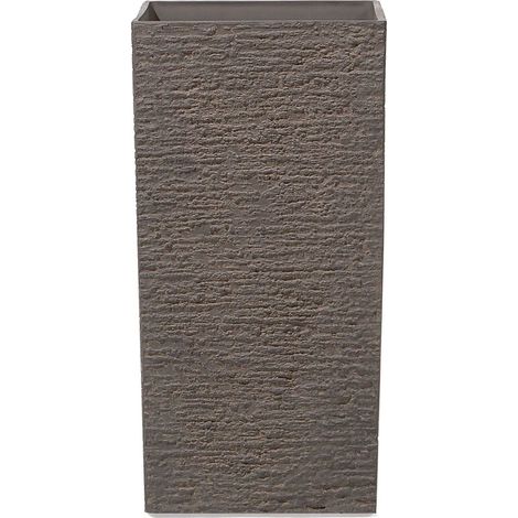 Haut Cache-Pot Marron Carré 35 x 35 x 70 cm Pot de Fleurs Robuste en Pierre et Polyrésine au Design Moderne Idéal pour Extérieur et Intérieur Beliani (1/5)