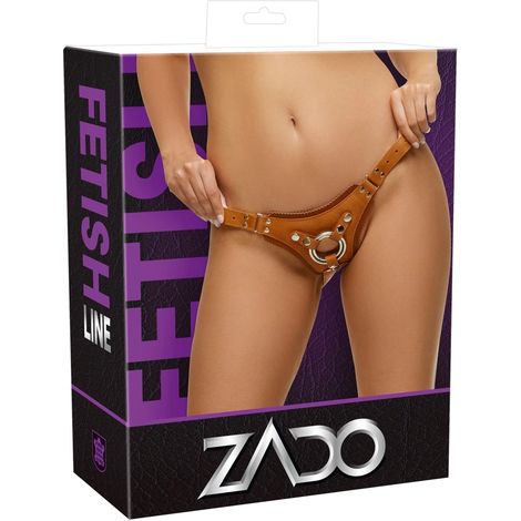Zado - Arnés de cuero con correa, color marrón, talla S/M (1/5)