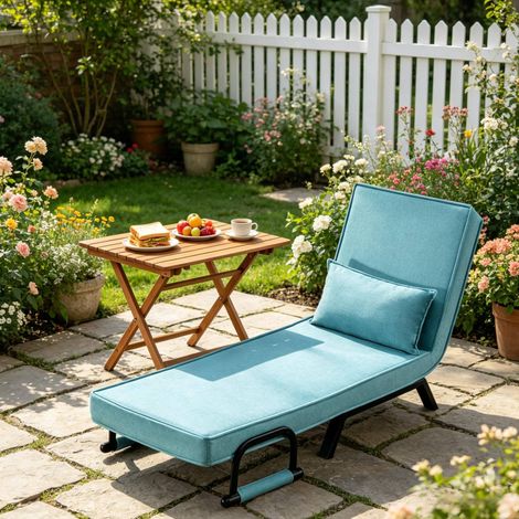 Schlafsessel 3 in 1 mit verstellbarer Rückenlehne Blau OKMYHOME (1/5)