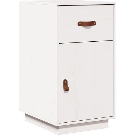 Armoire de bureau rangement pratique bois massif de pin 40 x 50 x 75 cm style rustique finition mate en bois blanc (1/5)