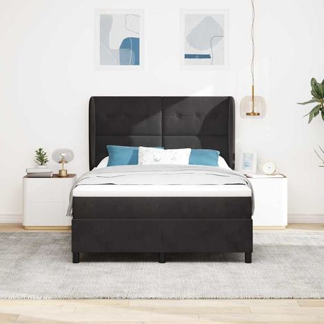 vidaXL Lit à ressorts avec tête de lit Noir 200 x 140 cm Velours (1/5)