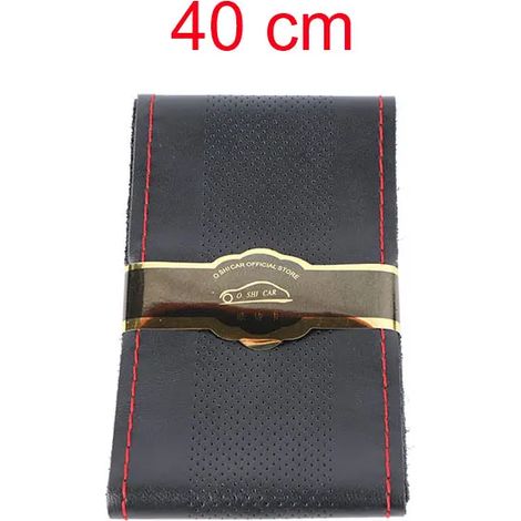(40 cm, ligne rouge) Housse de volant haut de gamme en cuir véritable, respirante et tressée, compatible avec les voitures et les SUV de diamètre [diamètre manquant]. (1/5)