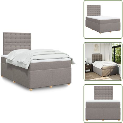 vidaXL Sommier à lattes de lit avec matelas taupe 120x190 cm tissu