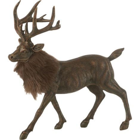 Statuette Déco Cerf "Imitation Fourrure" 24cm Marron (1/3)