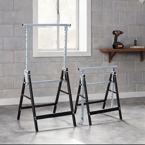 Tréteaux pliables en acier réglables 80-130 cm lot de 2 5 niveaux (1/5)