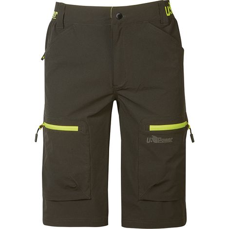 U-Power ARES - Bermuda da Lavoro 4WAY Elasticizzato Multitasche Verde Scuro  Taglia: S