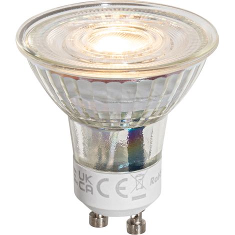 LUEDD Bombillas LED GU10 de 50 mm regulables, transparentes, 4,5 W, 365 lm, 2700 K