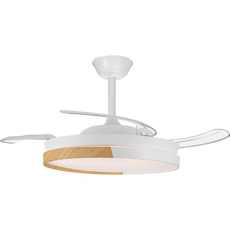 Ventilador de techo LED "Ecoro" regulable con control remoto (45W 3CCT 4400lm) IP20 Ø106cm color blanco y madera (1/5)