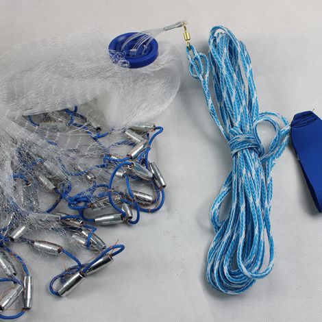 18ft 5.4M Fischernetze Wurfnetz für Fischen Handabflechtnetz Mesh Equipment einfacher Überwurf (1/5)