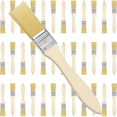 Pinceau de Peinture 2,54 cm (Lot de 36) - Pinceaux Plats avec Manche en Bois - Pinceaux Professionnels Parfaits pour la Peinture Murale, le Vernis, les Colles et Bricolage (1/5)