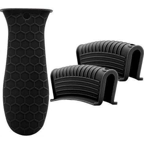 Ensemble de poignées en silicone résistantes à la chaleur, poignée auxiliaire antidérapante, compatible avec les poêles en fonte, les woks et les plats à four, résistant à la chaleur. (1/5)