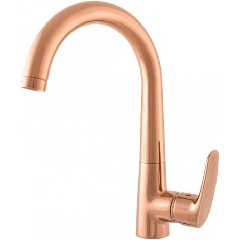 Mitigeur évier haut pivotant AMUR en laiton rose gold poli (1/2)