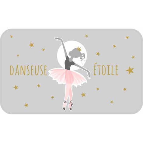 Tapis Enfant Déco "Danseuse Étoile" 45x75cm Gris (1/2)