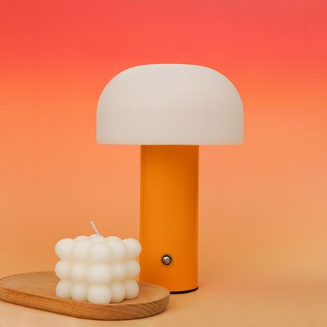 LED Nachtlicht in Pilzform aus Schmiedeeisen. Sorgt für eine warme Atmosphäre Deko Bar Schlafzimmer Nachttisch Gelb (1/4)