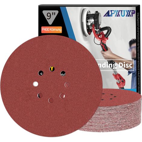 Disques abrasifs 225 mm Papier abrasif grain 400 8 trous, revêtement abrasif antiadhésif pour ponceuse orbitale aléatoire excentrique (15 pièces) (1/5)