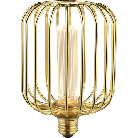 Lampadina Contemporanea Tamburo Acciaio Oro Vetro 1 Luce E27 3,5W 1800K