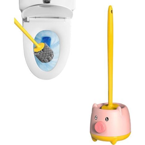 Toilet Brush & Holder,Cartoon Animal Design Effective for Cleaning Bathroom Toilet Brushes and Holders with Adjustable Brush Head (1/5)