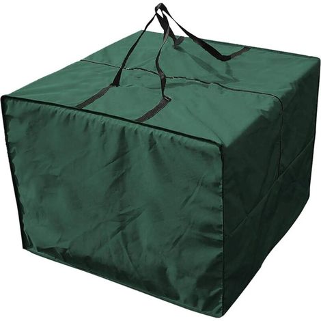 Bolsa de almacenamiento para cojines de jardín – 81 x 81 x 61 cm, poliéster 210D resistente, verde, con cremallera y asas.