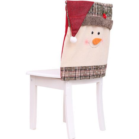 Décorations de Noël, housses de chaises, décoration intérieure, housses de chaises, restaurant, hôtel, décorations de tabouret carré bonhomme de neige, bonhomme de neige.