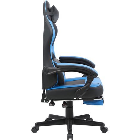 Fauteuil de bureau ergonomique gaming avec soutien lombaire et appui-tête, repose-pieds réglable, pivotant à 360° (1/5)