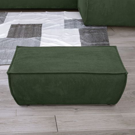 Pouf 102x60x44 cm en velours côtelé vert foncé