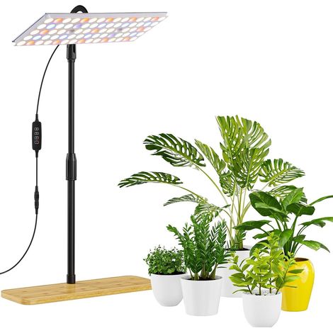 Lampe de culture LED à spectre complet avec support, lampe de culture d'intérieur réglable en hauteur, lampe de culture sur pied avec minuterie 3H/9H/12H, 3 modes et 10 niveaux de luminosité réglables (1/5)
