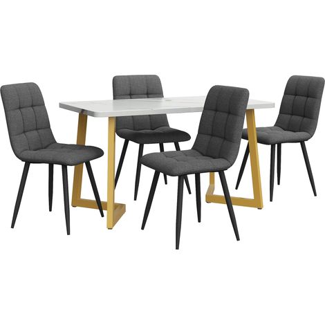 Set tavolo da pranzo rettangolare 117 cm con 4 sedie grigie in MDF, MODENUIT (1/5)