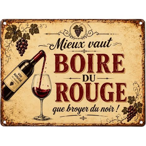 Decoration Cuisine, Plaque Murale Rétro Vin Rouge Pour Bar Et Cave (1/5)