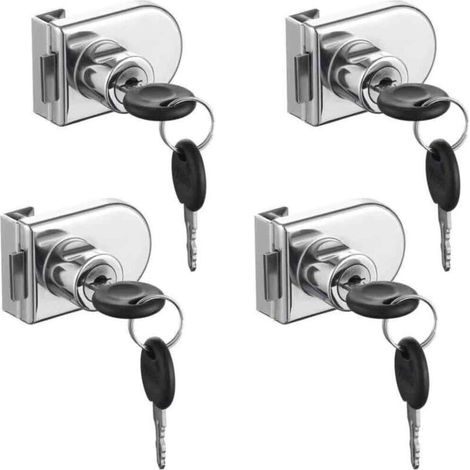 Confezione da 4 serrature di sicurezza per vetrine in vetro – Lega di zinco – Spessore del vetro da 0,2 a 0,3 pollici – Installazione senza foratura – Crezuo – Crezuo