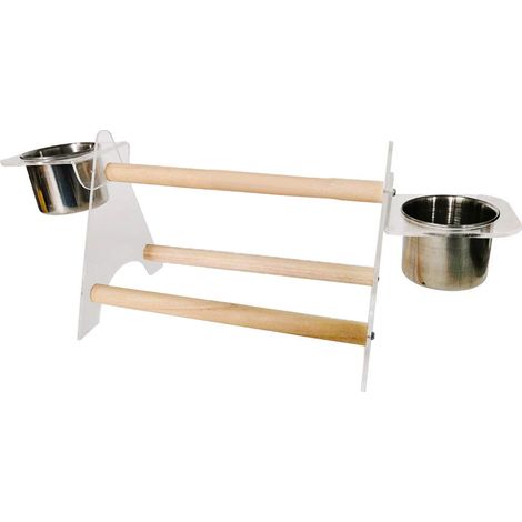 Perchoir en bois pour perroquet avec coupelle d'alimentation, trépied pour oiseaux, accessoire de cage à oiseaux