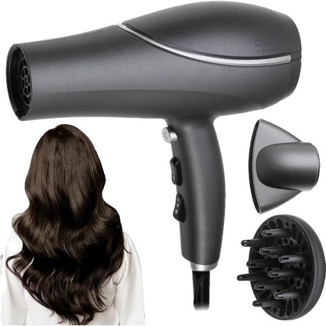 Sèche-cheveux, puissance de 2200W, 3 niveaux de chaleur, 2 niveaux de souffle, câble de 1,8 mètre, technologie d'ionisation