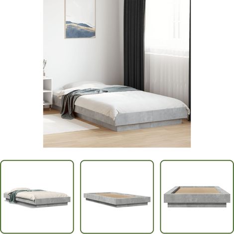 vidaXL Estructura de cama madera de ingeniería gris hormigón 90x190 cm (1/5)