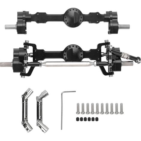 Essieu Avant Arrière en Alliage d'Aluminium Haute Résistance Précision Stabilité Durable pour MN MN98 D90 1/12 Noir (1/5)