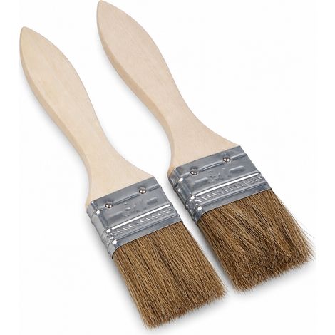 Set de 2 pinceaux en soie de porc avec manche en bois — pinceaux à huile pour le barbecue (1/5)