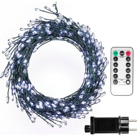 Guirlande lumineuse LED d'intérieur de 3 m avec 100 LED, guirlande lumineuse à brancher en fil de cuivre, 8 modes avec télécommande, idéale pour chambre, mariage, anniversaire,sapin de Noël.