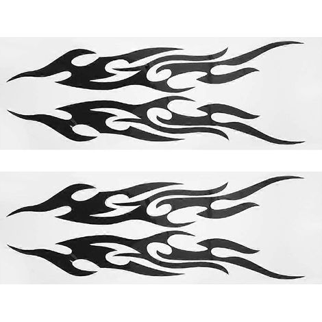 Autocollants flammes noires pour voitures et motos, 2 paires (1/5)