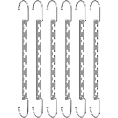 Platzsparende Kleiderbügel, rutschfeste Schrankorganizer, Mehrzweckkleiderbügel, silberfarben, 6 Stück (1/5)
