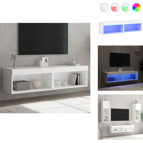 Meubles TV avec lumières LED 2 pcs blanc 60x30x30 cm - Meuble Tv - Meuble Téléviseur - Éclairage Led - Rangement - Support Tv (1/5)