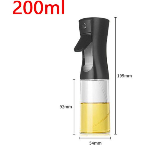(Noir 200 ml) Flacon pulvérisateur de cuisine en plastique, adapté pour griller, cuire du pain, des salades et autres usages en cuisine. (1/5)