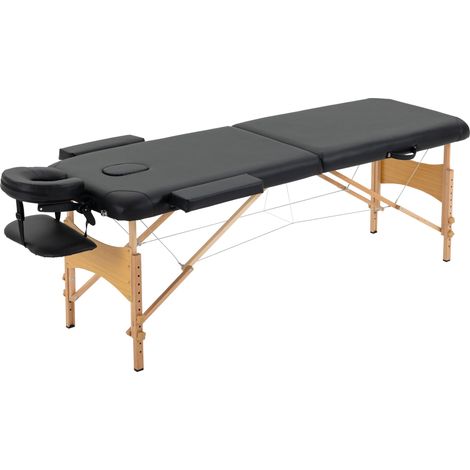 HOMCOM 2-teilige, klappbare Kosmetik- und Massageliege aus Holz, Schwarz