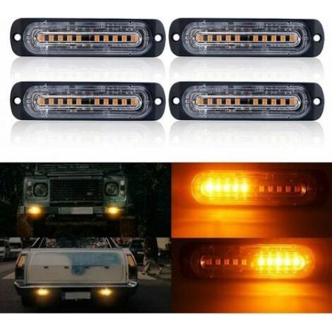 Nueva barra de luces 4D intermitentes con 10 LED naranjas, parpadeo automático, 12V/24V, iluminación de seguridad. (1/5)