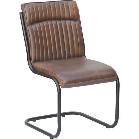 Freischwinger Echtleder 52x62x89 braun IRON LABEL 03