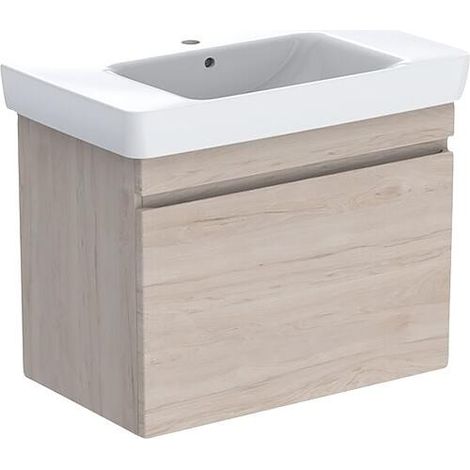Meuble sous vasque + vasque céramique Geberit Renova Plan 900x616x480 mm noyer épais (1/2)